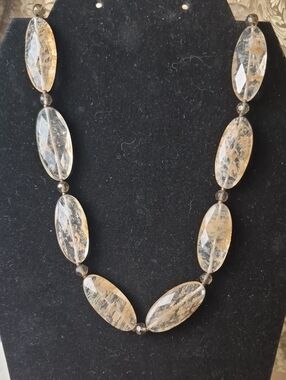 J. Jill Clear and Smoky Beige Faceted Oval Bead Necklace